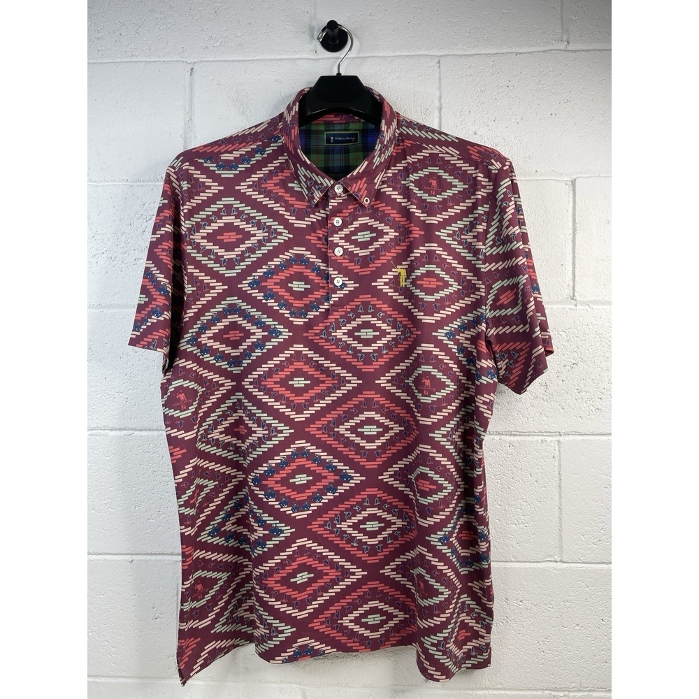 William Murray Polo Shirt Fall Into Formation Golf Short Sleeve Maroon Size 2XL